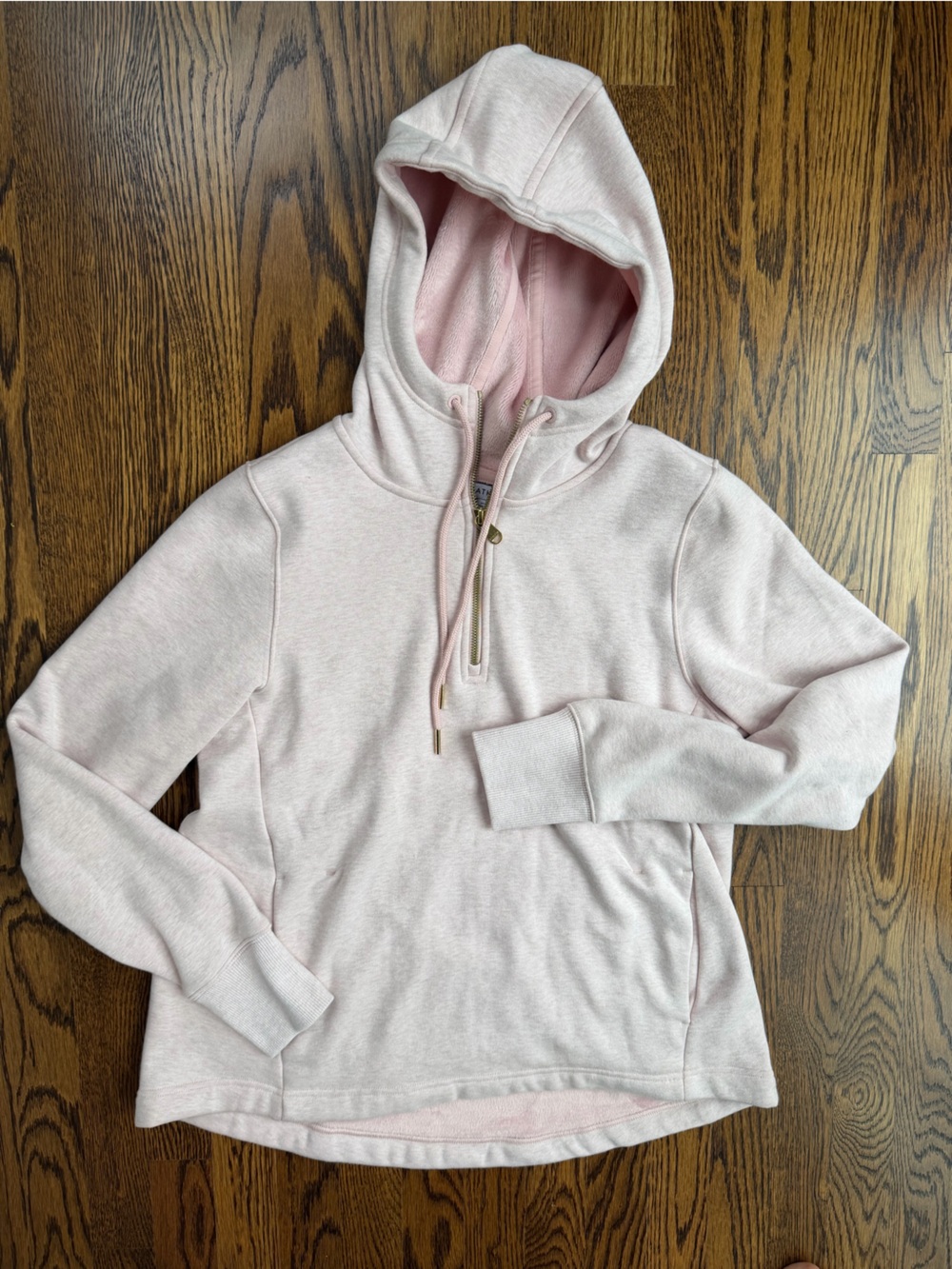 Athleta Lightweight Pink Fleece Hooded Cozy Sweater